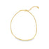 A delicate gold snake chain necklace curves gracefully against a white background, featuring a secure lobster clasp and an adjustable extension chain.