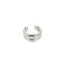 A polished silver double-band ear cuff sits isolated on a white background.