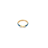 Enamel Ring Band With Pear Cut CZ Stones (D71)