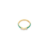 Enamel Ring Band With Pear Cut CZ Stones (D71)