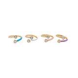 Colorful Band CZ Heart Open Ring