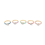 Heart CZ Stone Colorful Enamel Ring (D39)