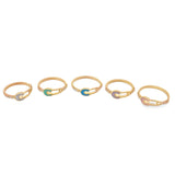 Gold Safety Pin Ring With Enamel Micro Zirconia Stone Heart Design