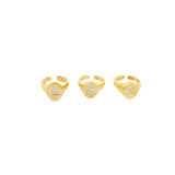 Adjustable CZ Stone Custom Letter Ring (D61)