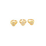 Adjustable CZ Stone Custom Letter Ring (D61)