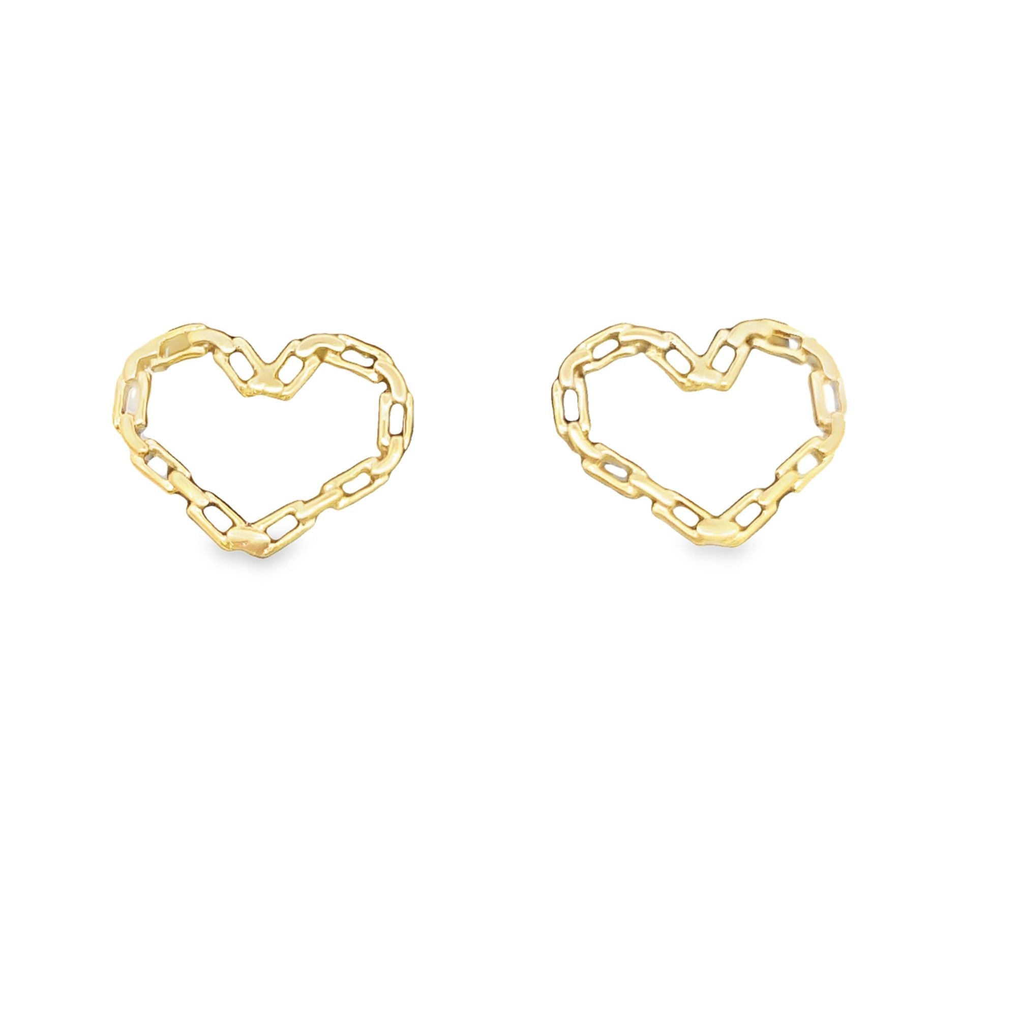 Paper Clip Link Heart Pendant Necklace & Stud Earrings Set (G211)