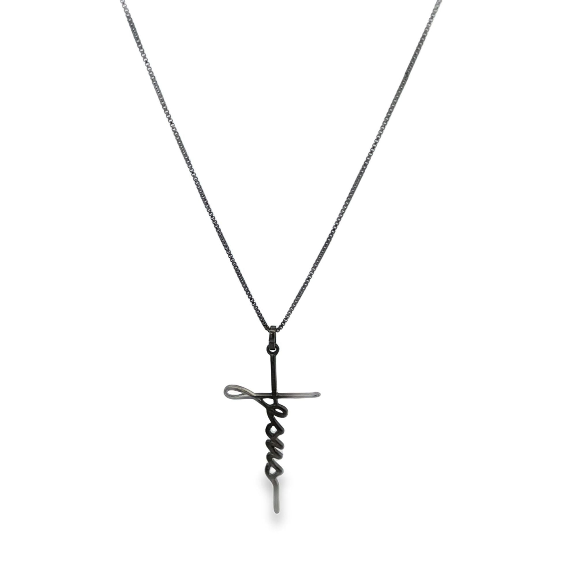 Cross Cursive Jesus Necklace (G99)