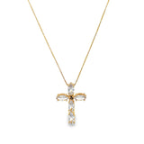 Cross Crucifix Necklace With CZ Stones And Red Stone (G96)