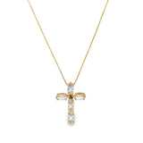 Cross Crucifix Necklace With CZ Stones And Red Stone (G96)