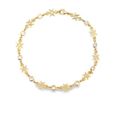 18K Gold Filled Criss Cross Anklet With Round CZ Stones (E189)
