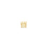 A delicate gold crown stud earring sparkles with small embedded diamonds against a clean white background.