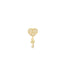 A gold heart padlock earring embellished with sparkling cubic zirconia stones dangles a matching key charm.