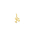 A shiny gold airplane charm hangs against a clean white background.