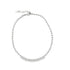 A shimmering sterling silver ball chain necklace curves gracefully against a clean white background.