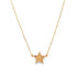 A delicate gold star pendant hangs gracefully from a matching chain necklace against a white background.