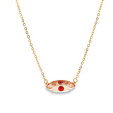 Evil Eye Pendant Necklace With Color CZ Stone Pupils (G92)