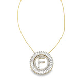 Initial Name Necklace With Multi Color CZ Cubic Zirconia Stones (G68)