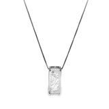 Clear Rectangle Gemstone Crystal Natural Stone Pendant Box Chain Necklace (G220)
