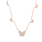 CZ Butterfly Charms Layering Rolo Necklace (G70)