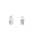 A pair of textured silver hoop earrings rests against a clean white background.