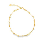 Gold Pearl Bar Chain Anklet For 18K Gold Filled Bar Link Pearl