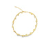 A delicate gold elephant charm bracelet rests against a clean white background.