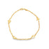 A delicate gold chain bracelet features charming marine charms, including a sea turtle, starfish, seahorse, and dolphin, displayed against a clean white background.