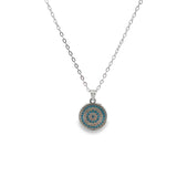 Coin Medallion With Blue CZ Stones (G83)