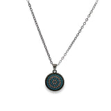 Coin Medallion With Blue CZ Stones (G83)