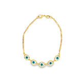 Blue Evil Eye Gucci Mariner Link Chain Bracelet (I226)