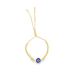 Enamel Evil Eye Charm Gold Beads Adjustable Bracelet (I439)