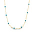 A gold chain necklace displays alternating enameled blue and white evil eye charms against a clean white background.