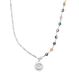 Evil Eye Pendant Curb Chain Necklace (G185)
