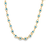 White Evil Eye Link Necklace (F132A)