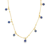 Evil Eye Charms With Gold Beads Necklace (G210)