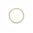 A beaded stretch ring features alternating silver spheres and gold cube spacers against a plain white background.