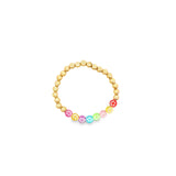 6mm Gold Bead Bracelet With Smiley Happy Face Charms (I428)