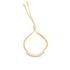A gold bolo bracelet features a line of sparkling cubic zirconia stones along its beaded chain against a white background.