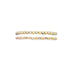 Two tricolor gold bead stretch bracelets rest horizontally against a plain white background.