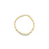 A delicate beaded ring showcases alternating gold and silver spheres arranged in a continuous circle against a clean white background.
