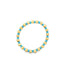 A beaded stretch bracelet features alternating round gold beads and small turquoise heishi discs on a clean white background.