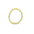 A handmade beaded bracelet features alternating metallic gold spheres and light blue disc beads arranged in a circle against a white background.