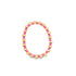 A vibrant pink and gold beaded bracelet rests on a clean white background.