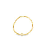 4mm Gold Elastic Bead Bracelet With SQUARE CZ Charm (I49)