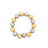 A two-tone bead ring features alternating polished yellow gold and silver spheres arranged in a circular band.