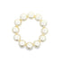 A circular arrangement of lustrous white pearls forms a complete ring against a clean white background.