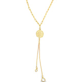 Dainty Paper Clip Necklace With Coin Charm And Clear CZ Stones (G153)