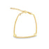 A delicate gold bar bracelet rests flat against a clean white background, showcasing its polished metal beads and adjustable chain.