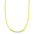 A bright yellow gold box chain necklace hangs in a graceful curve against a plain white background.