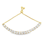 Adjustable Box Chain Bracelet With Large Round Clear CZ Stones (I117)
